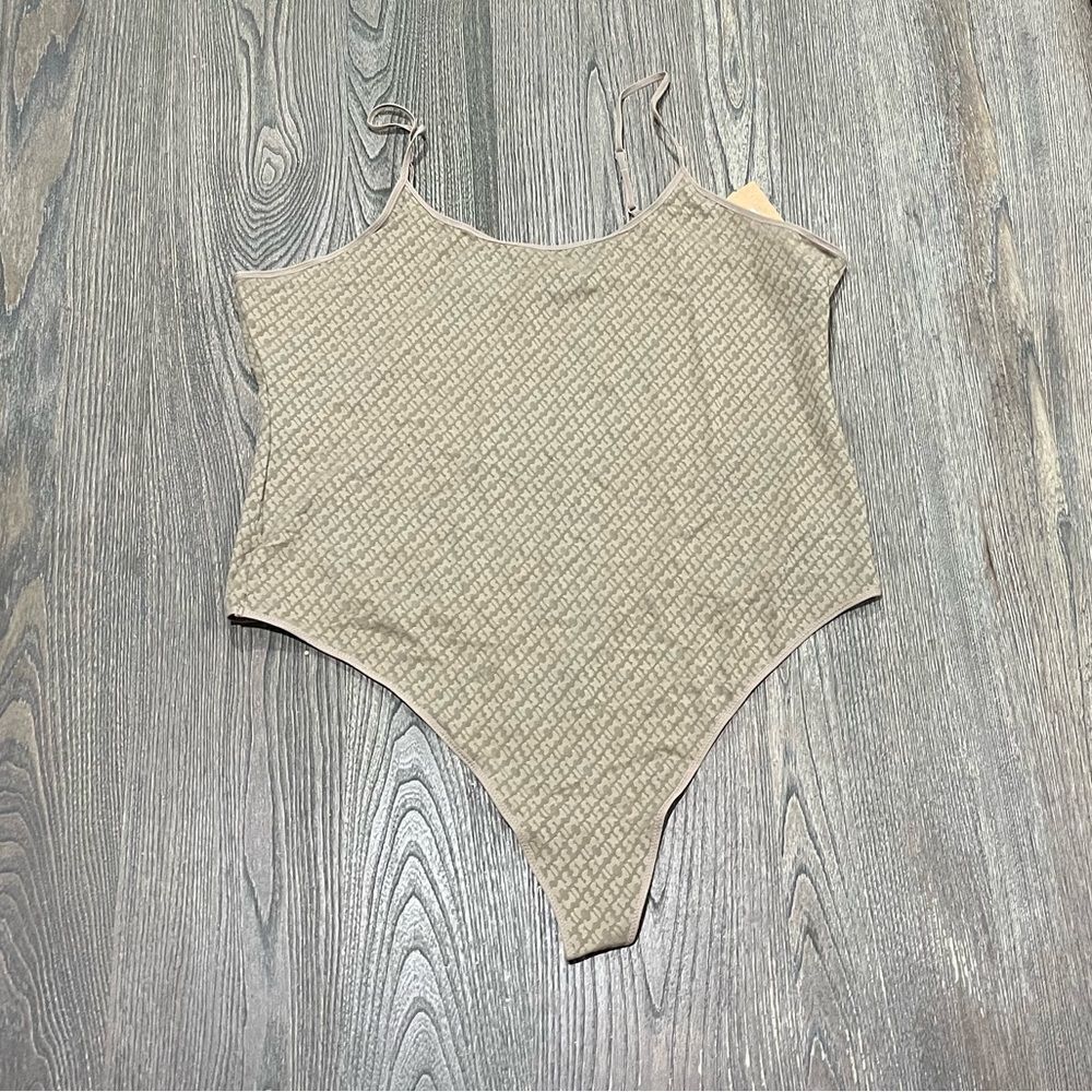NWT Skims Logo Mesh Cami Bodysuit Scoop Neck Pull-On Sleeveless Desert 4X